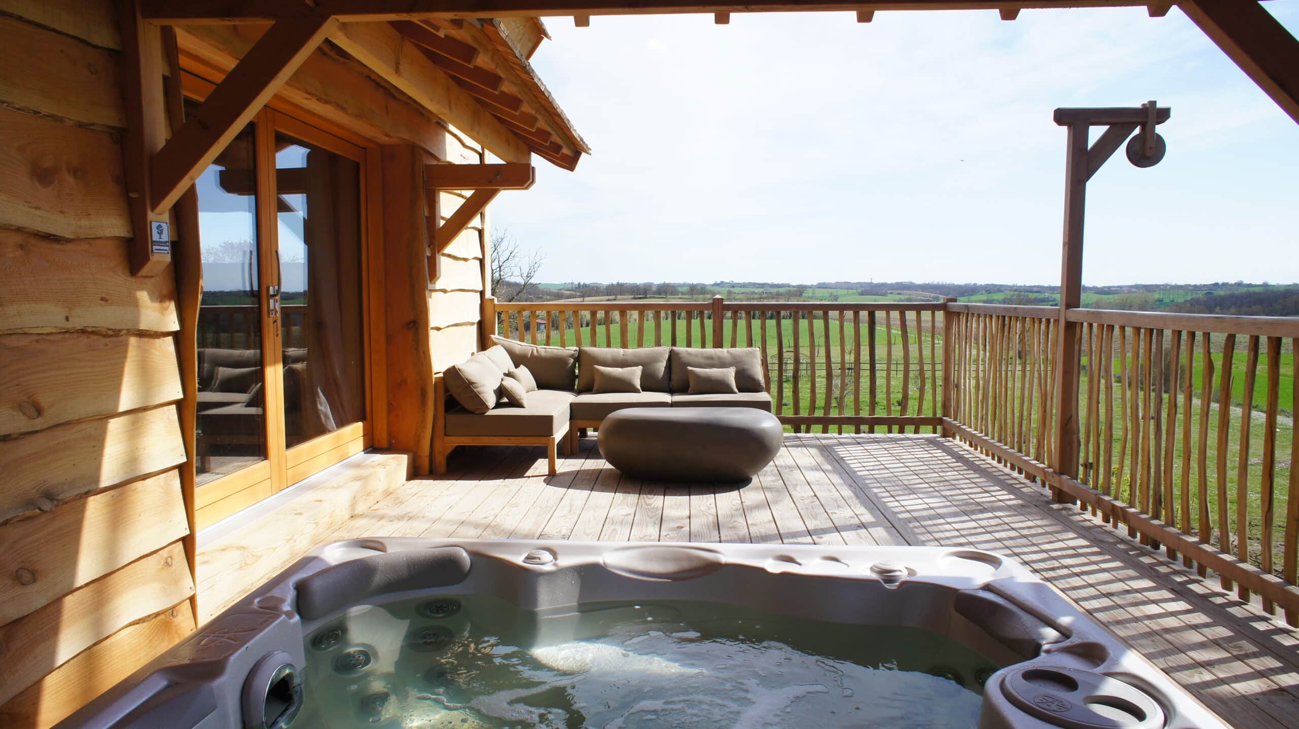 Vue terrasse salon extérieur
